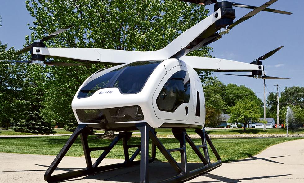 Alquiler de Drones en Bogota El Taxi dron SureFly está diseñado para caber en un garaje convencional.